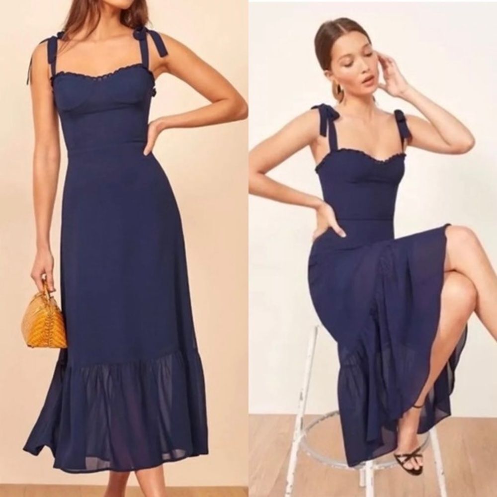 Reformation Nikita Midi Navy Dress Blue Size 2